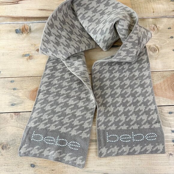 BeBe Houndstooth‎ Scarf  Tan Taupe Like NEW Women's - Picture 1 of 5